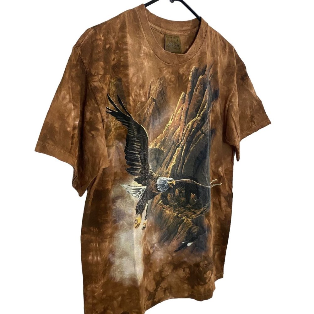 Vintage 1997 The Mountain Bald Eagle Graphic Shirt Men's Large Brown Tye-Die Tee - Picture 4 of 12